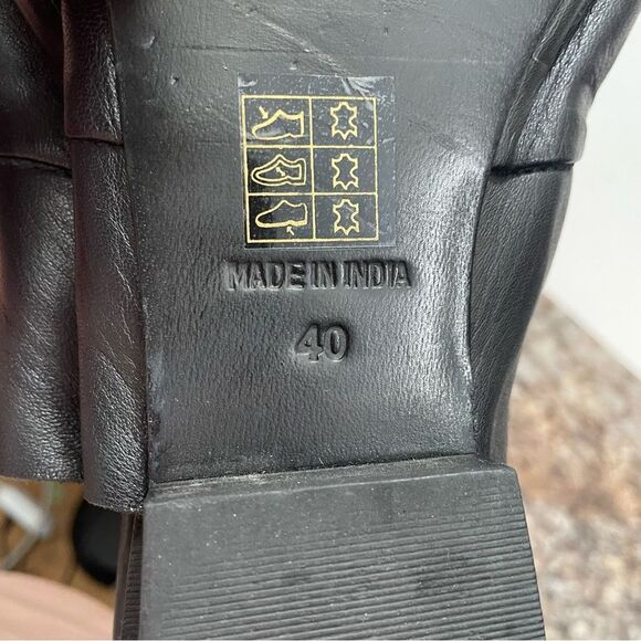 Free People Black Leather Slide On Pointed Toe Flats - Picture 9 of 9